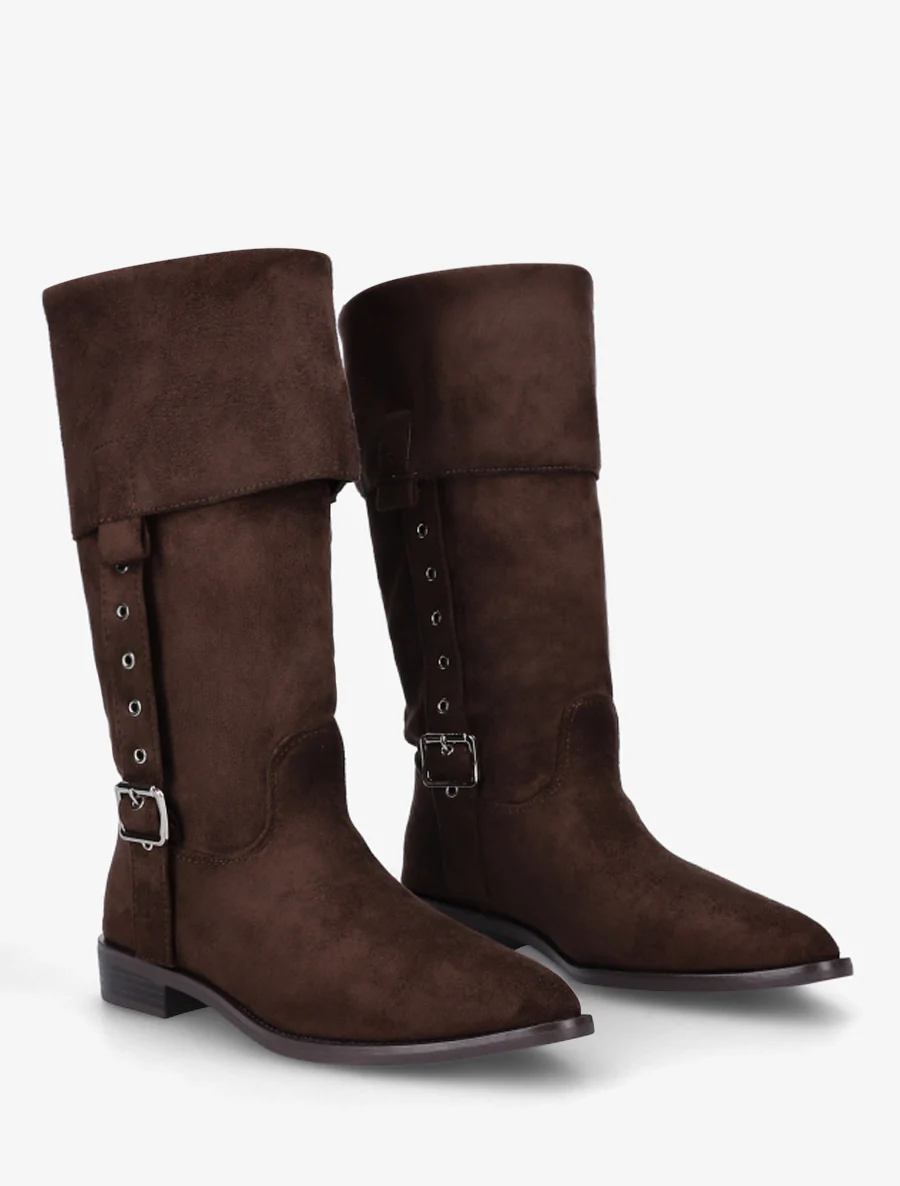 Enkellaarsjes van suèdine met puntige neuzen - Bruin - Image 4