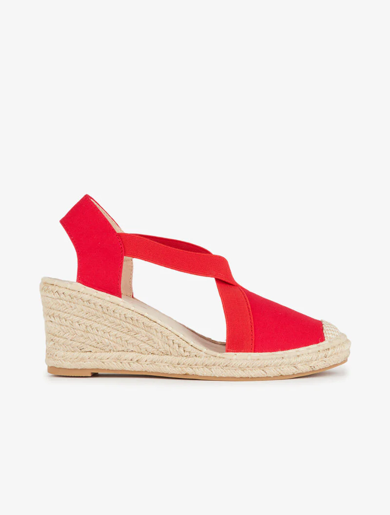 Elastische sleehak espadrilles - rood - Image 2