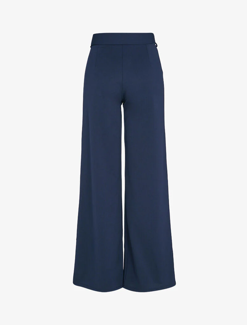 Extra lange rechte broek met vierkante gespsluiting - Marineblauw - Image 2