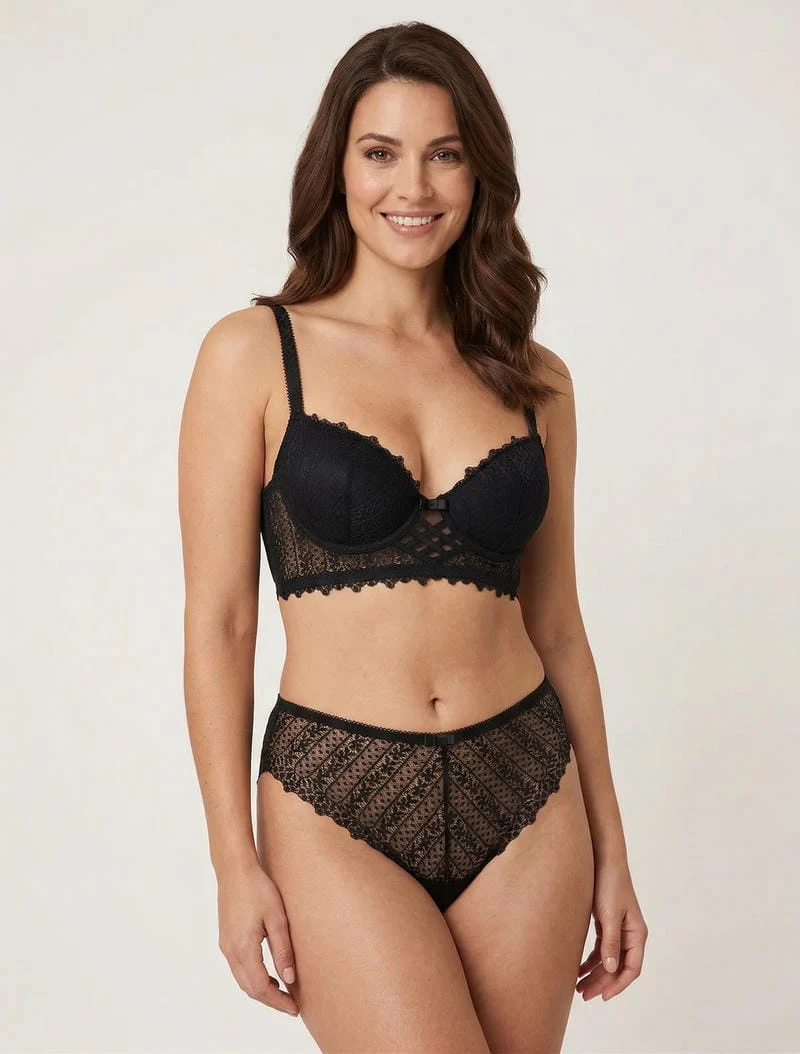 Fantasie kant lingerie set - Zwart