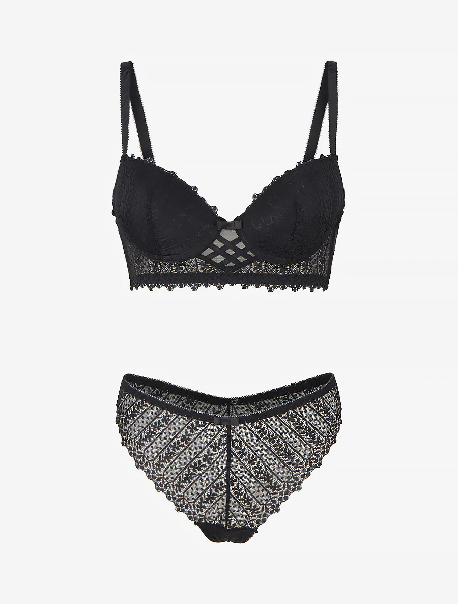 Fantasie kant lingerie set - Zwart - Image 2