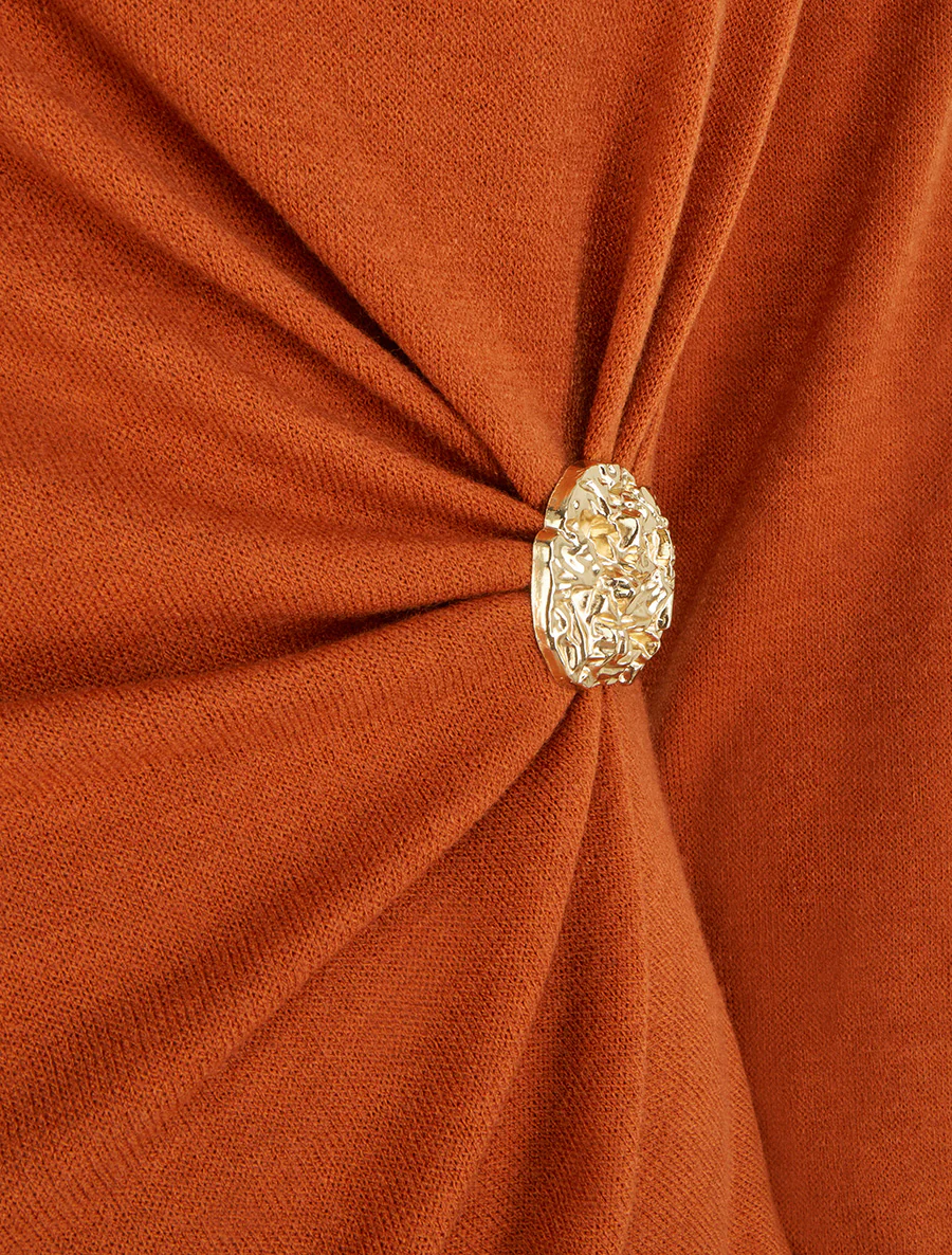 Fijne trui met broche inzetstuk - Oranje - Image 3