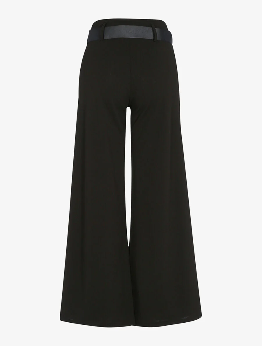 Flared broek met riem - Zwart - Image 2