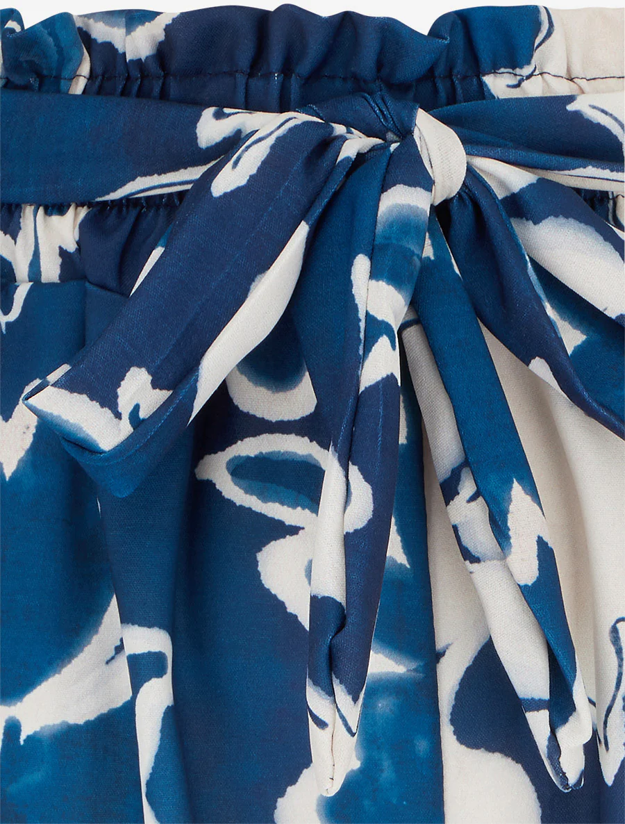 Fluïde short met bloemenprint - Marine - Image 3