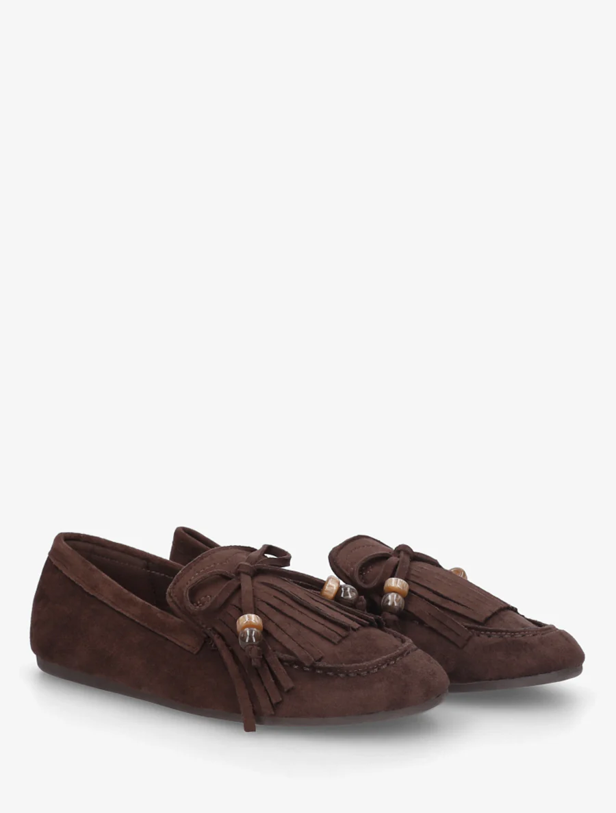 Fringed loafers in suède. - Bruin - Image 4