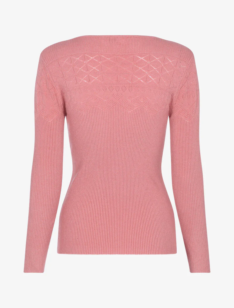Trui met geometrische details - roze - Image 2