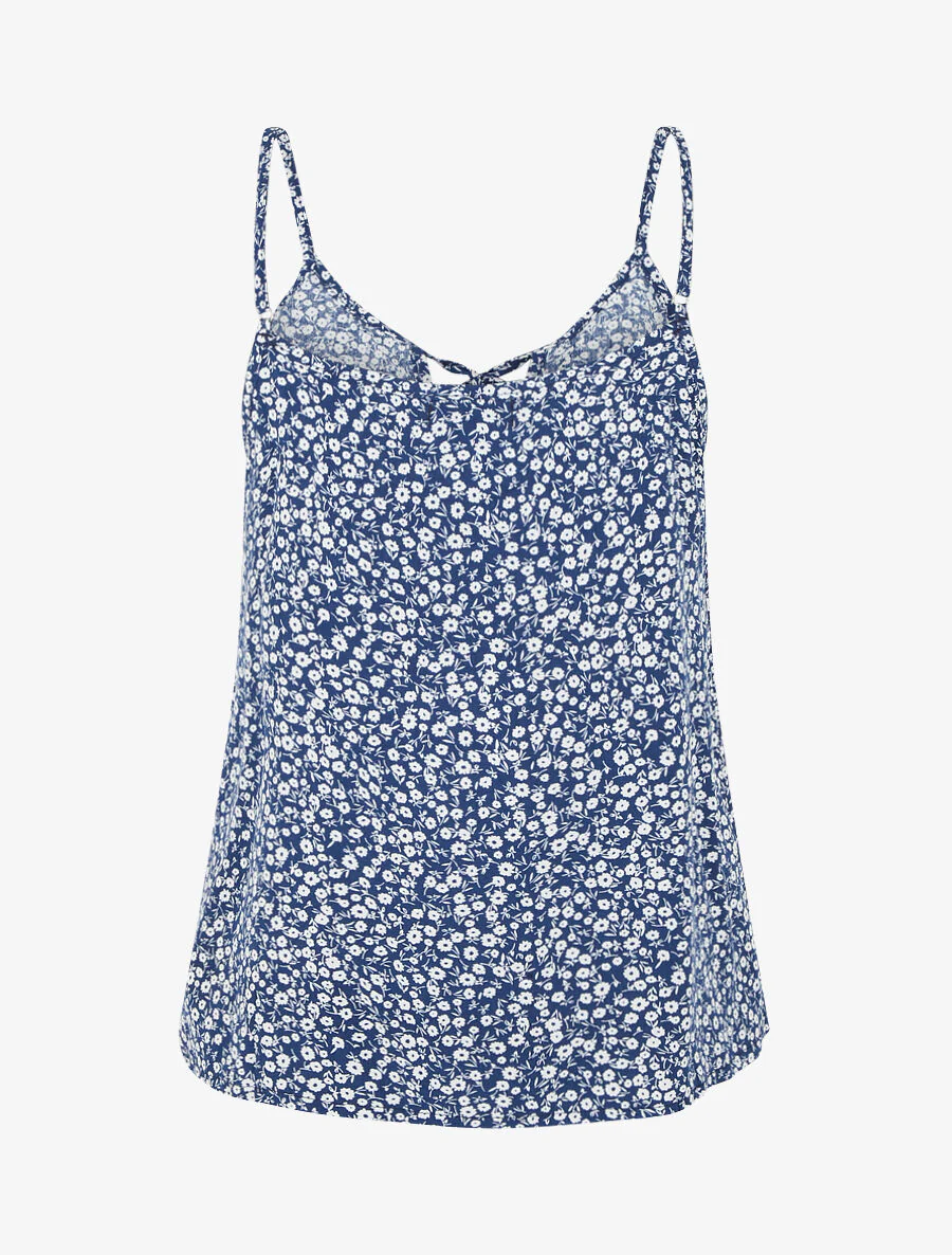 Gebloemde top met ruches op de kraag - Blauw - Image 2