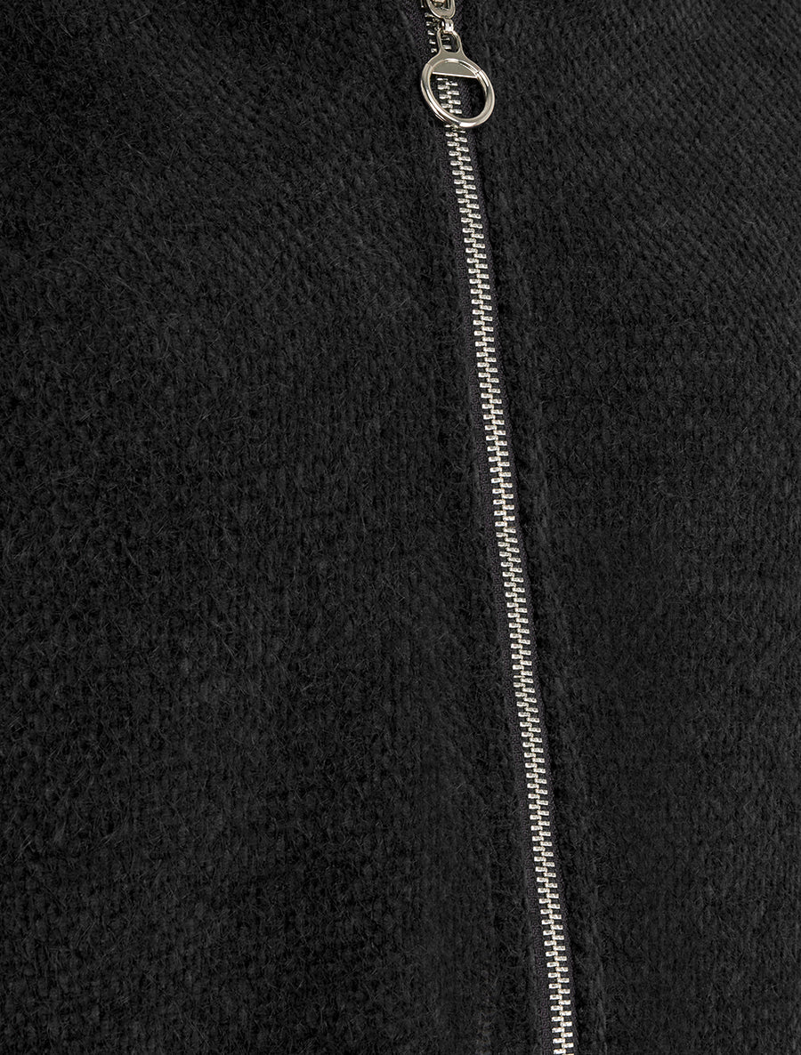 Gebreid vest met rits en capuchon - Zwart - Image 3