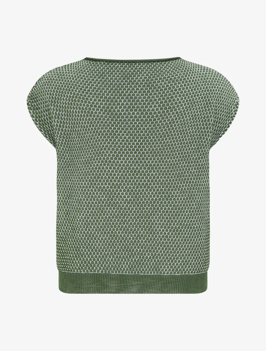 Gebreide top met ronde hals - Kaki - Image 2