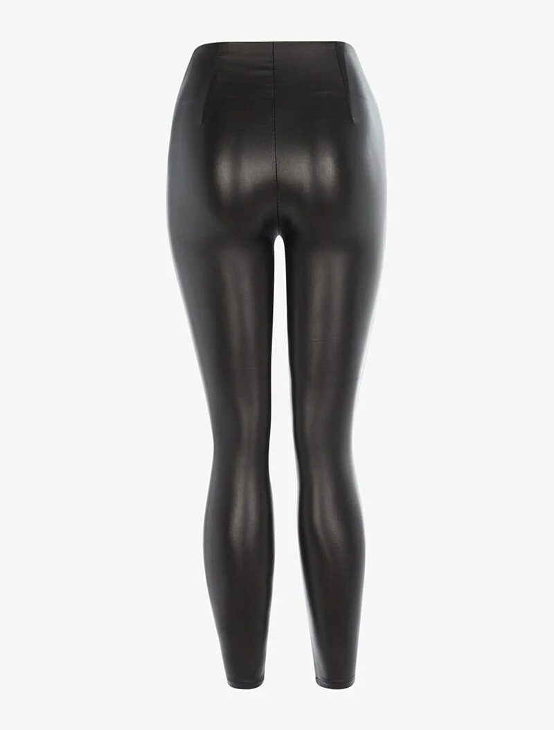 Gecoate legging met stiksels - zwart - Image 2