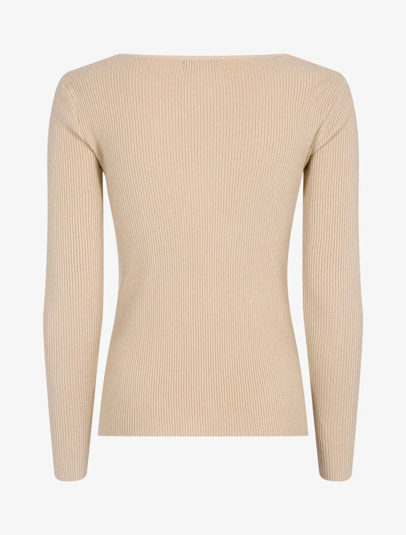 Trui met gedraaid hals - beige - Image 2
