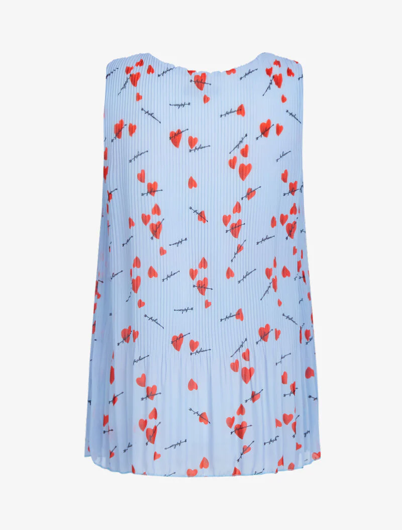 Gegolfd top met prints - lichtblauw - Image 3
