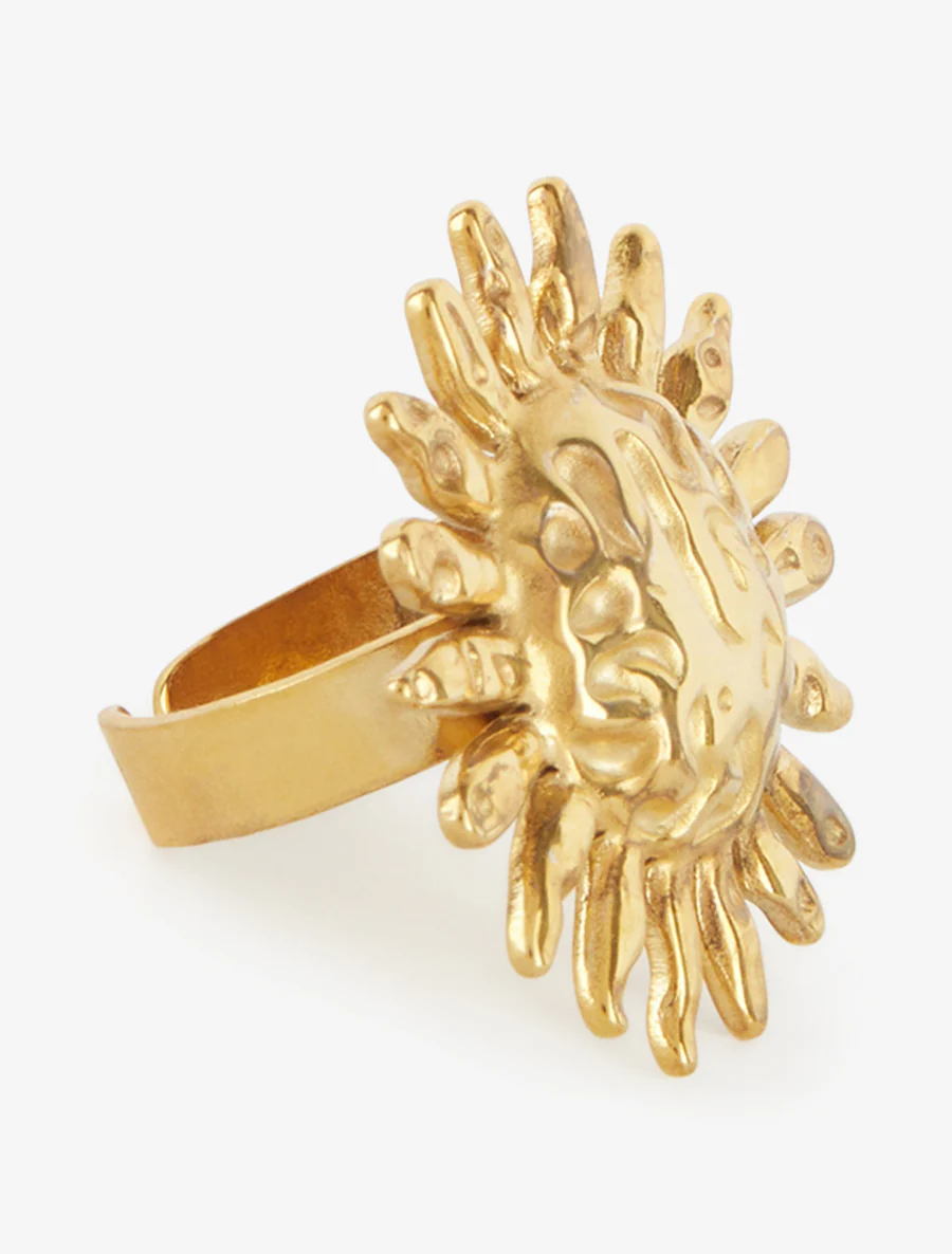 Gehamerde zonne-effect ring - Goud - Image 2