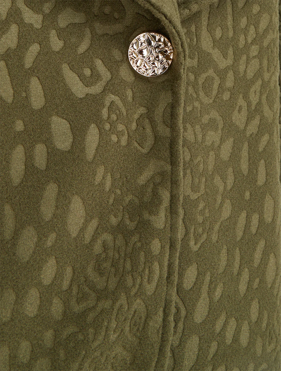 Geknoopte jas met luipaardmotief - Kaki - Image 3