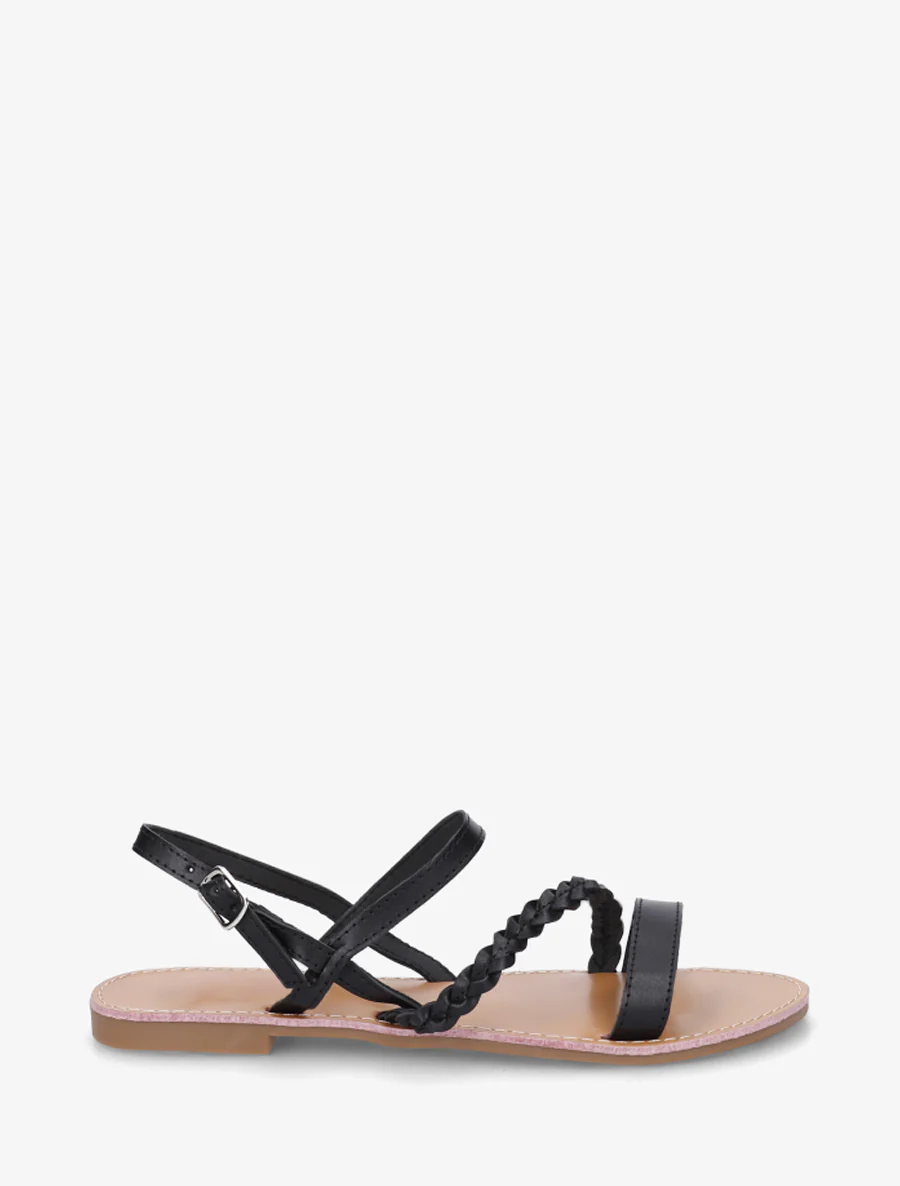 Gekruiste sandalen met gevlochten band - Zwart