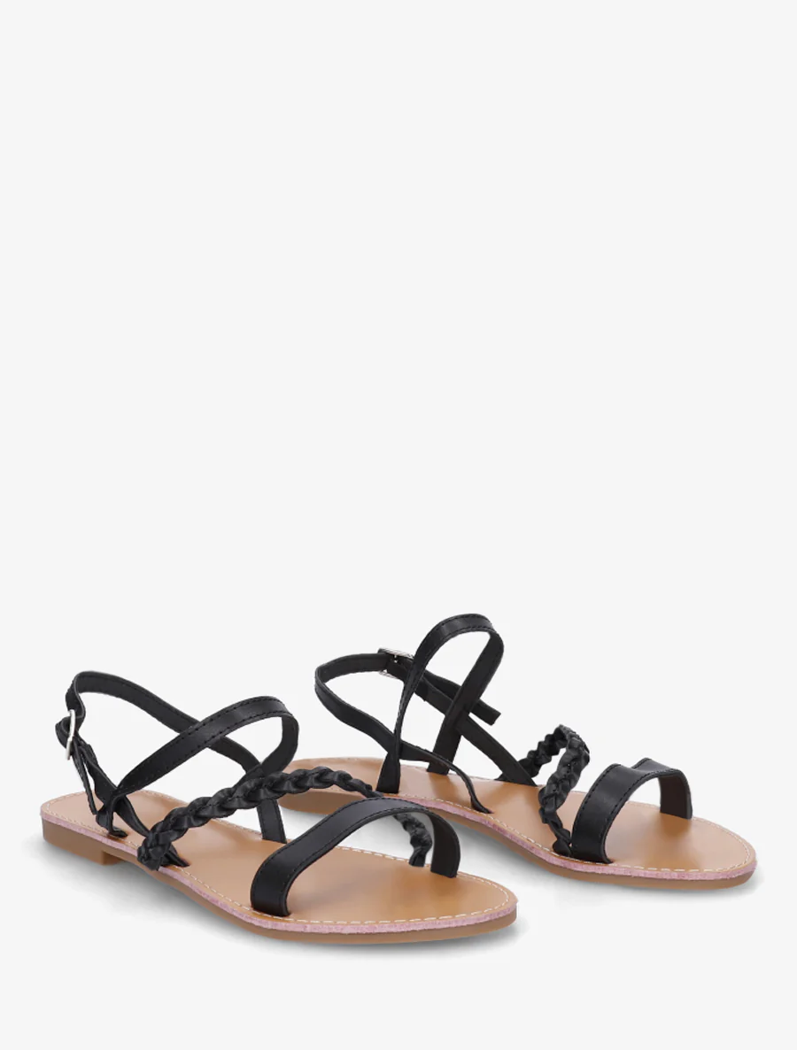Gekruiste sandalen met gevlochten band - Zwart - Image 4