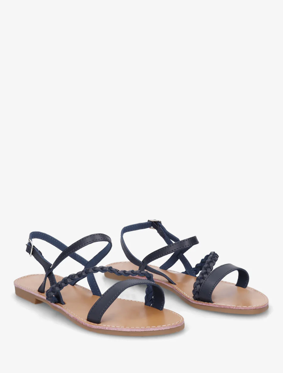 Gekruiste sandalen met gevlochten band - Marine - Image 4