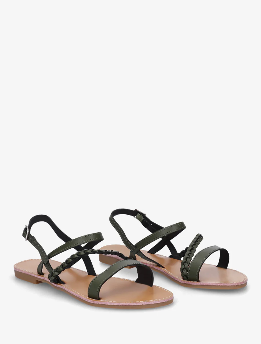 Gekruiste sandalen met gevlochten band - Kaki - Image 4