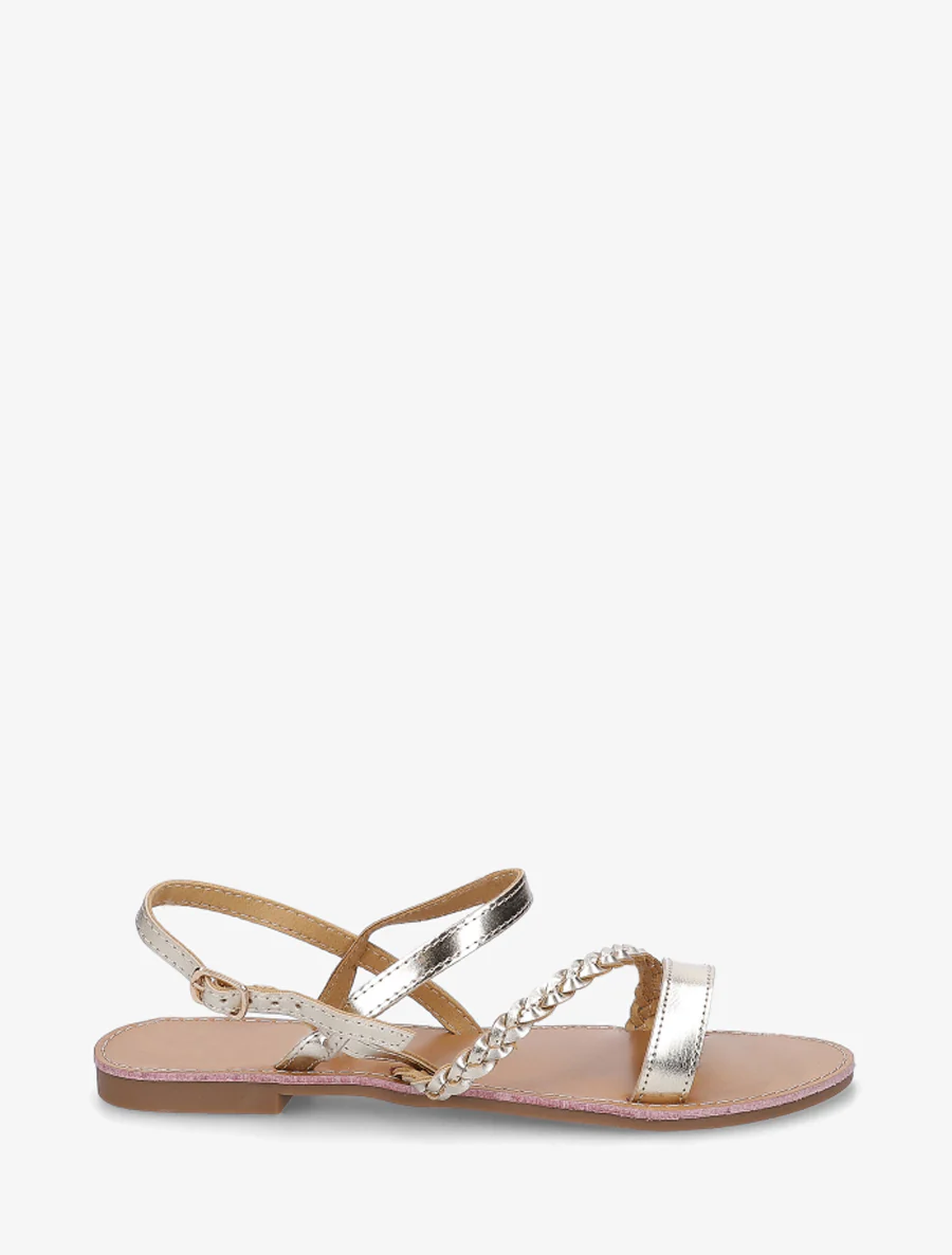 Gekruiste sandalen met gevlochten band - Goud