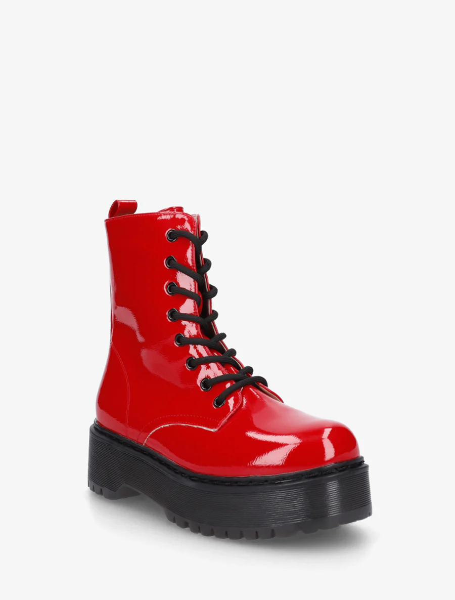 Gelakte veterlaarsjes. - Rood - Image 2