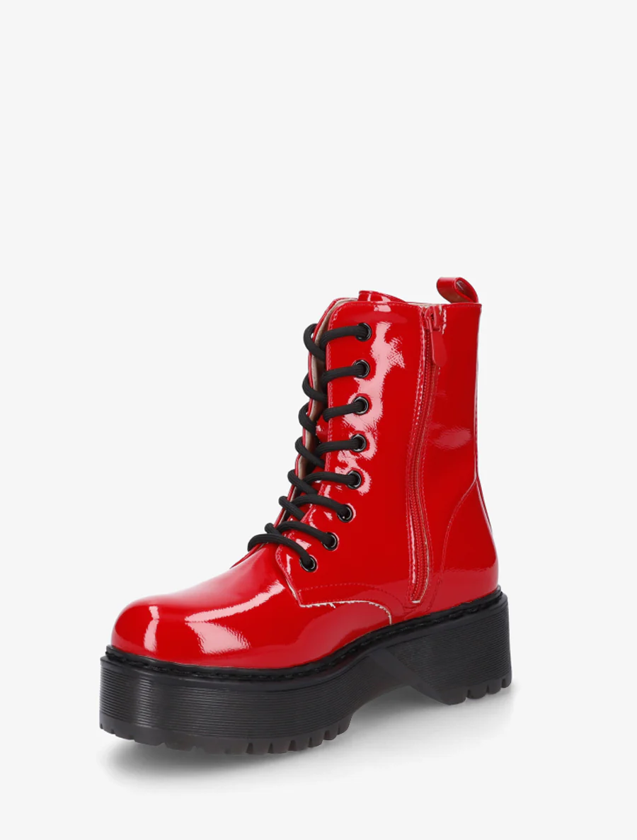 Gelakte veterlaarsjes. - Rood - Image 3