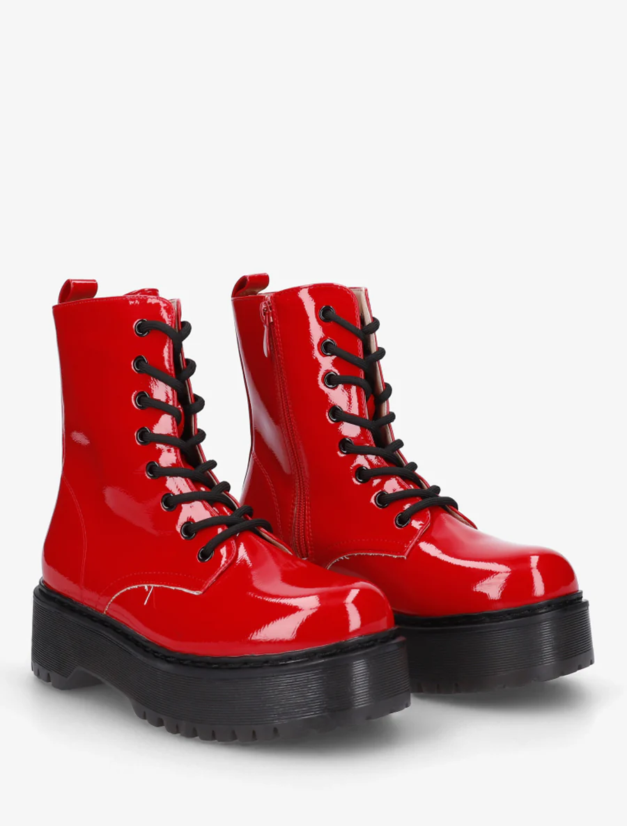 Gelakte veterlaarsjes. - Rood - Image 4