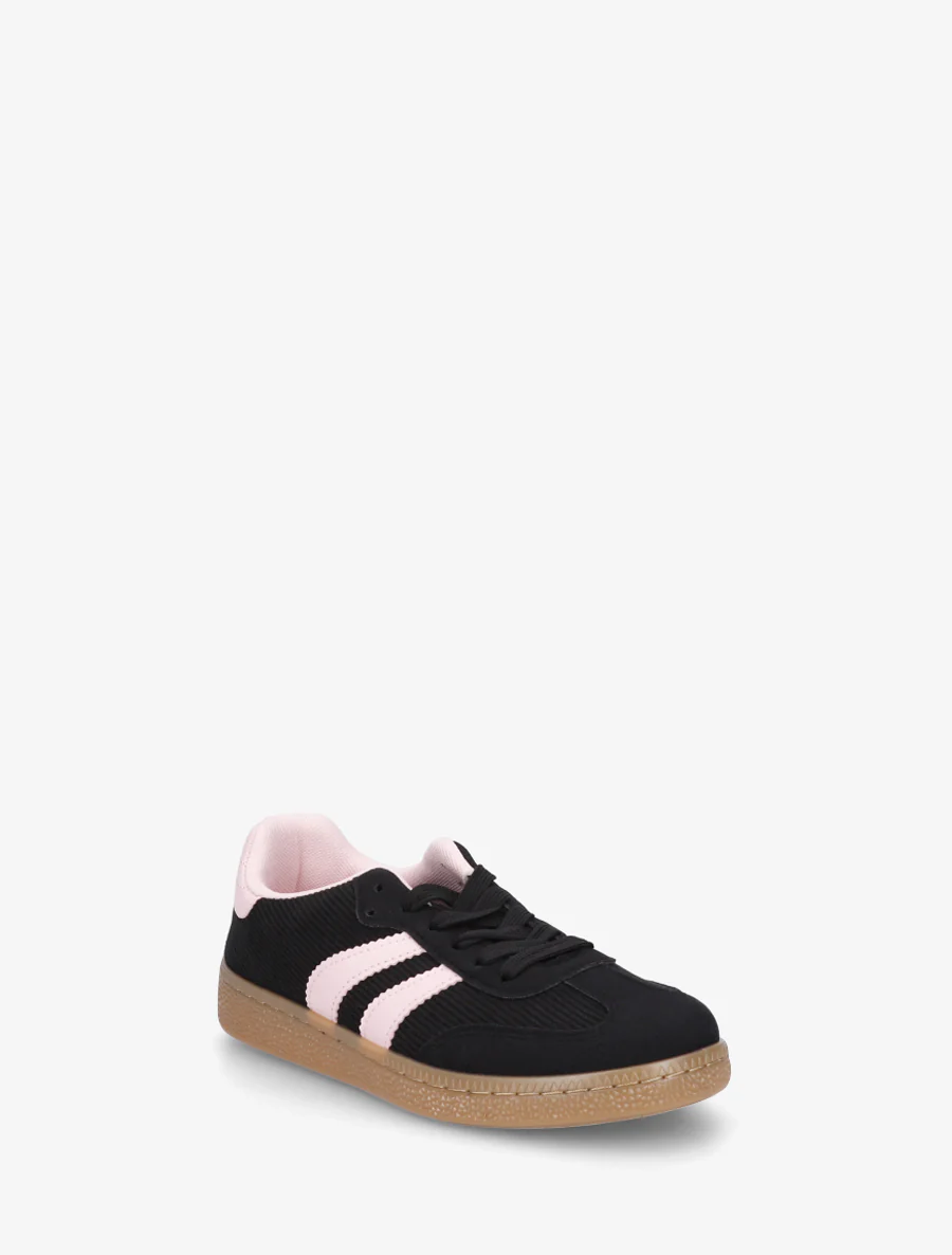 Geribbelde stoffen sneakers - Zwart - Image 2