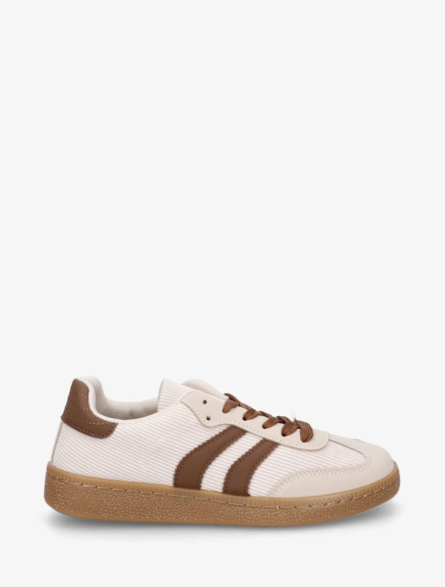 Geribbelde stoffen sneakers - Beige