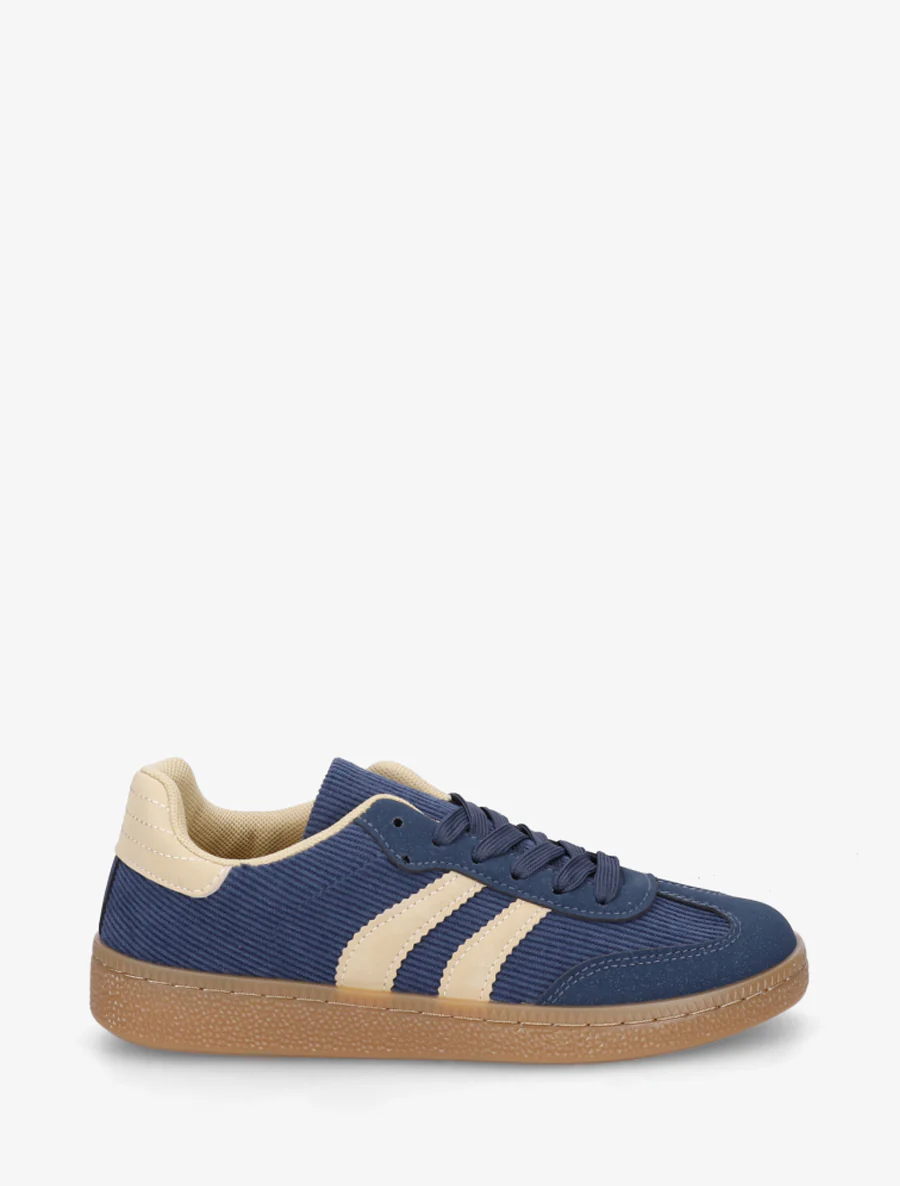 Geribbelde stoffen sneakers - Blauw