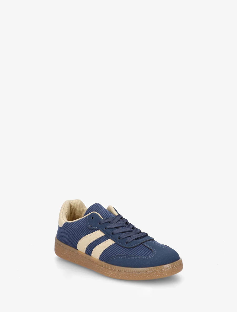 Geribbelde stoffen sneakers - Blauw - Image 2