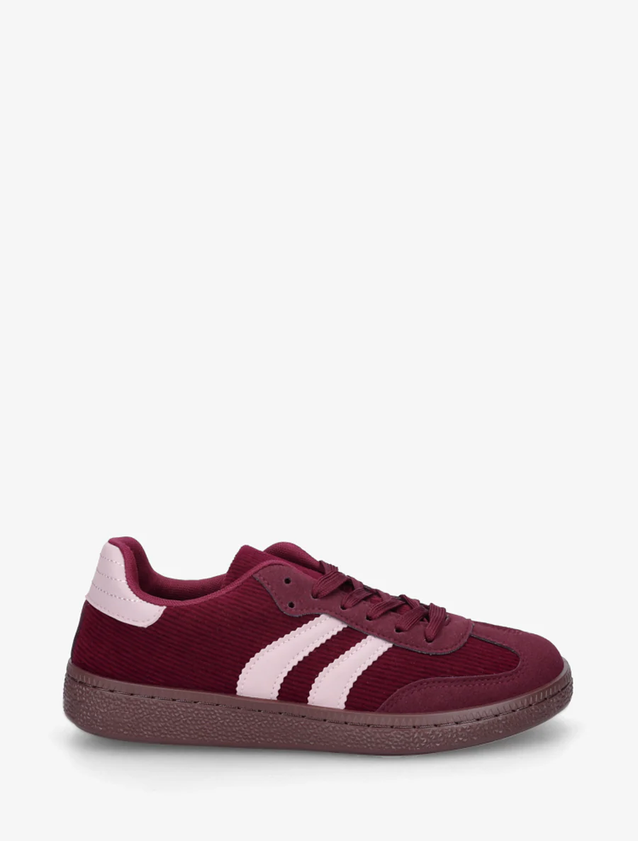 Geribbelde stoffen sneakers - Wijnrood