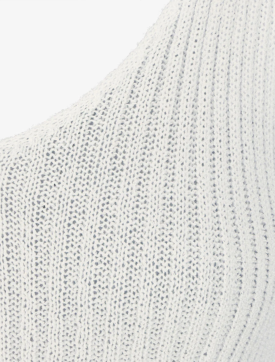 Geribbelde V-hals tanktop - Ecru - Image 3