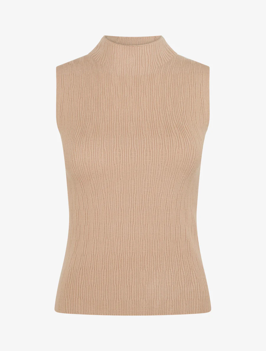 Geribd gebreid hemdje met textuur - Beige