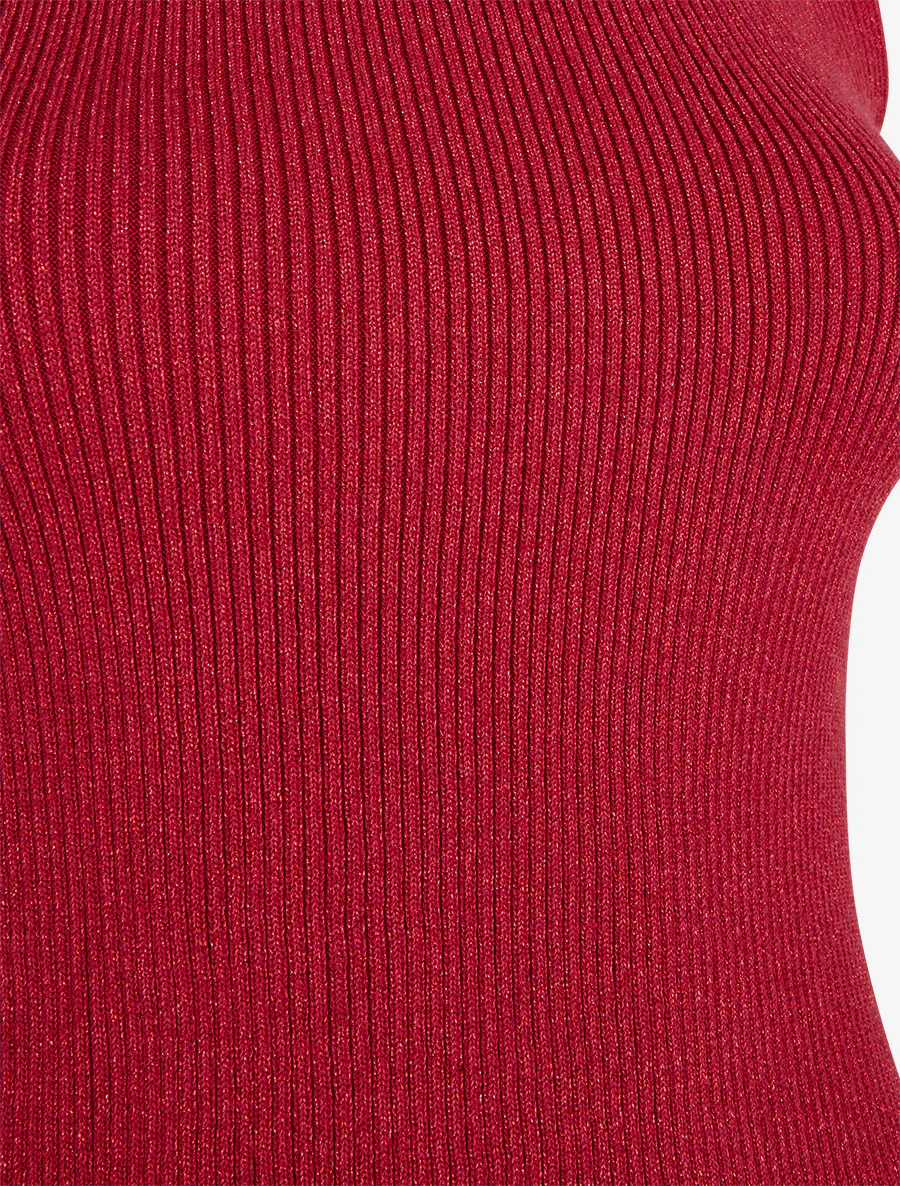 Geribd hemd met iriserende glans, aansluitende pasvorm - Rood - Image 3