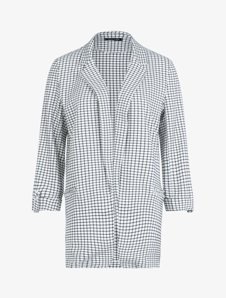 Geruite blazer met kleine ruitjesprint - Zwart