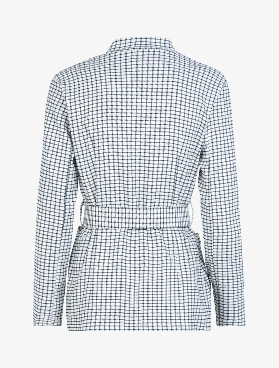 Geruite blazer met riem - Zwart - Image 2