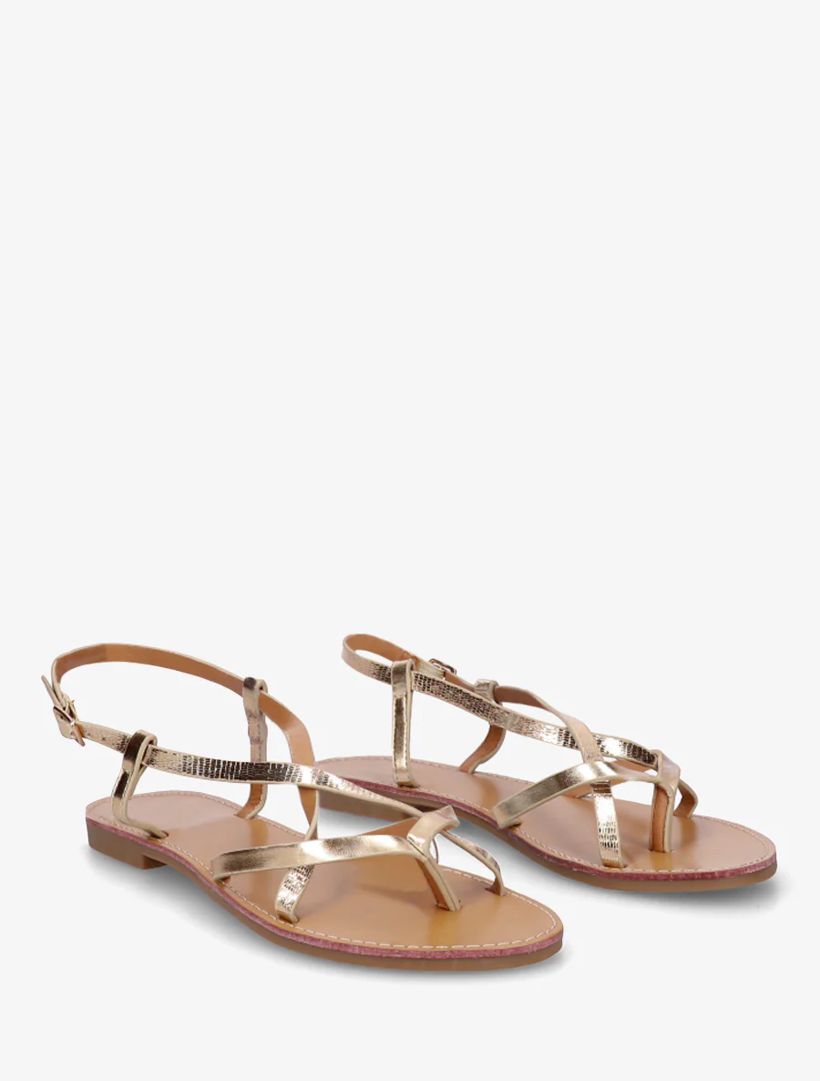 Gescheurde effect sandalen met gekruiste bandjes - Goud - Image 4