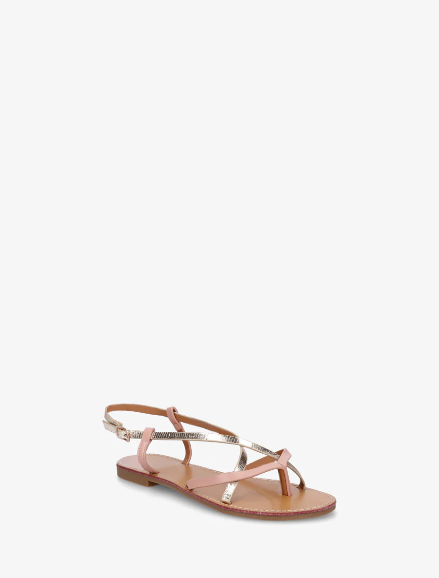 Gescheurde effect sandalen met gekruiste bandjes - Roos - Image 2