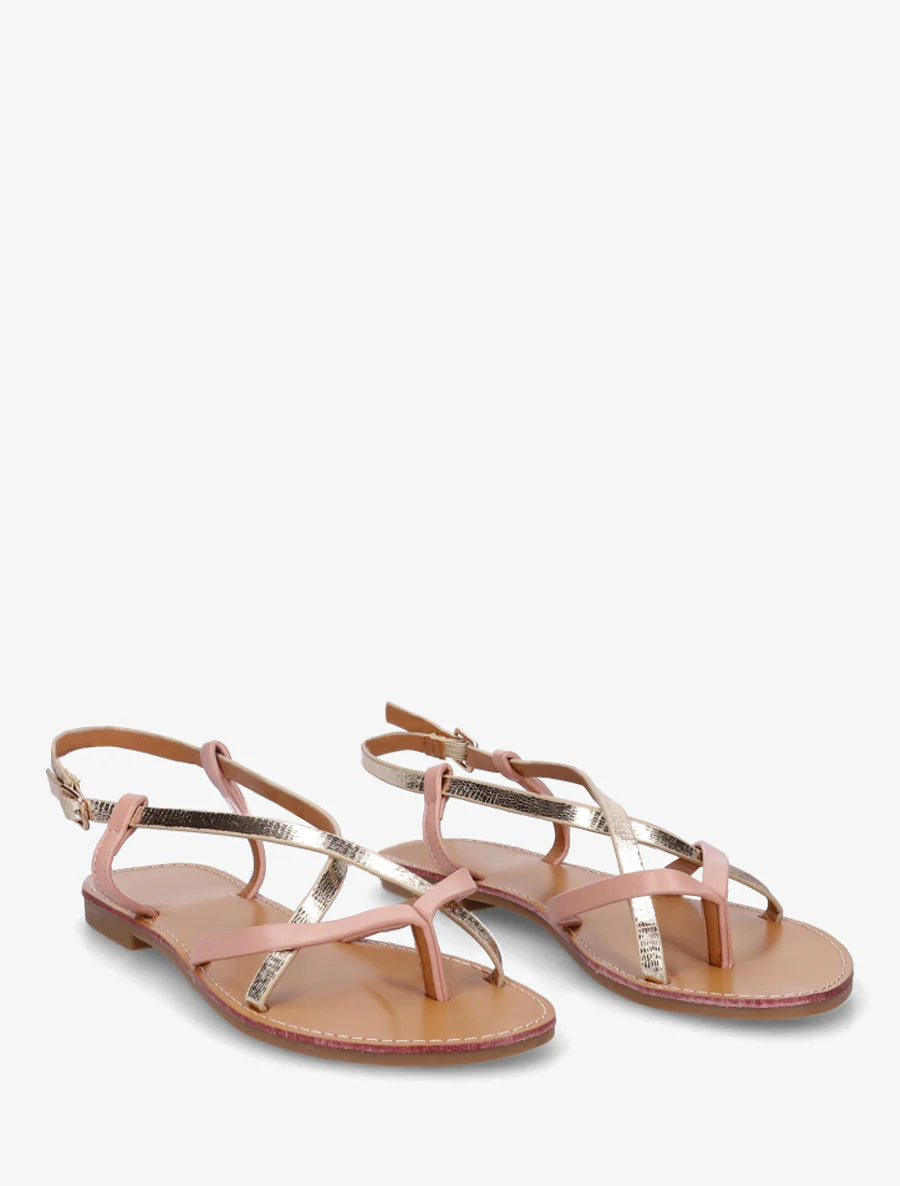 Gescheurde effect sandalen met gekruiste bandjes - Roos - Image 4
