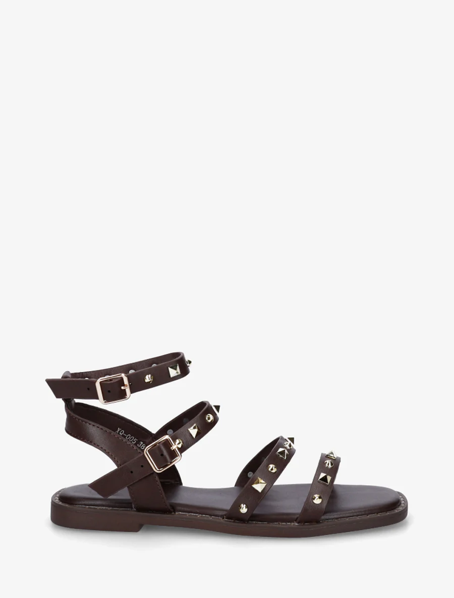 Gespikkelde meerbandige sandalen - Bruin