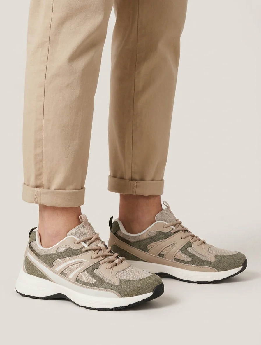 Gestileerde klassieke sneakers - Kaki - Image 5