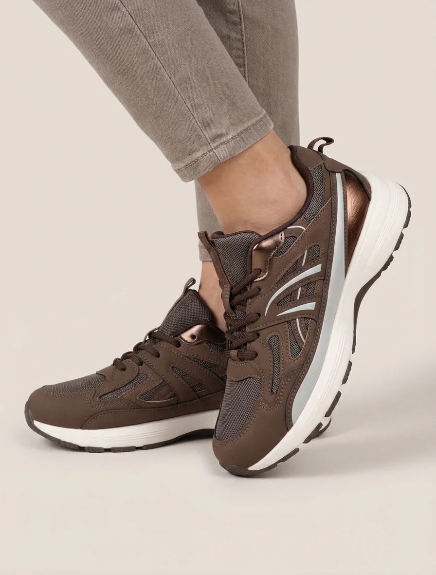 Gestileerde klassieke sneakers - Bruin - Image 5