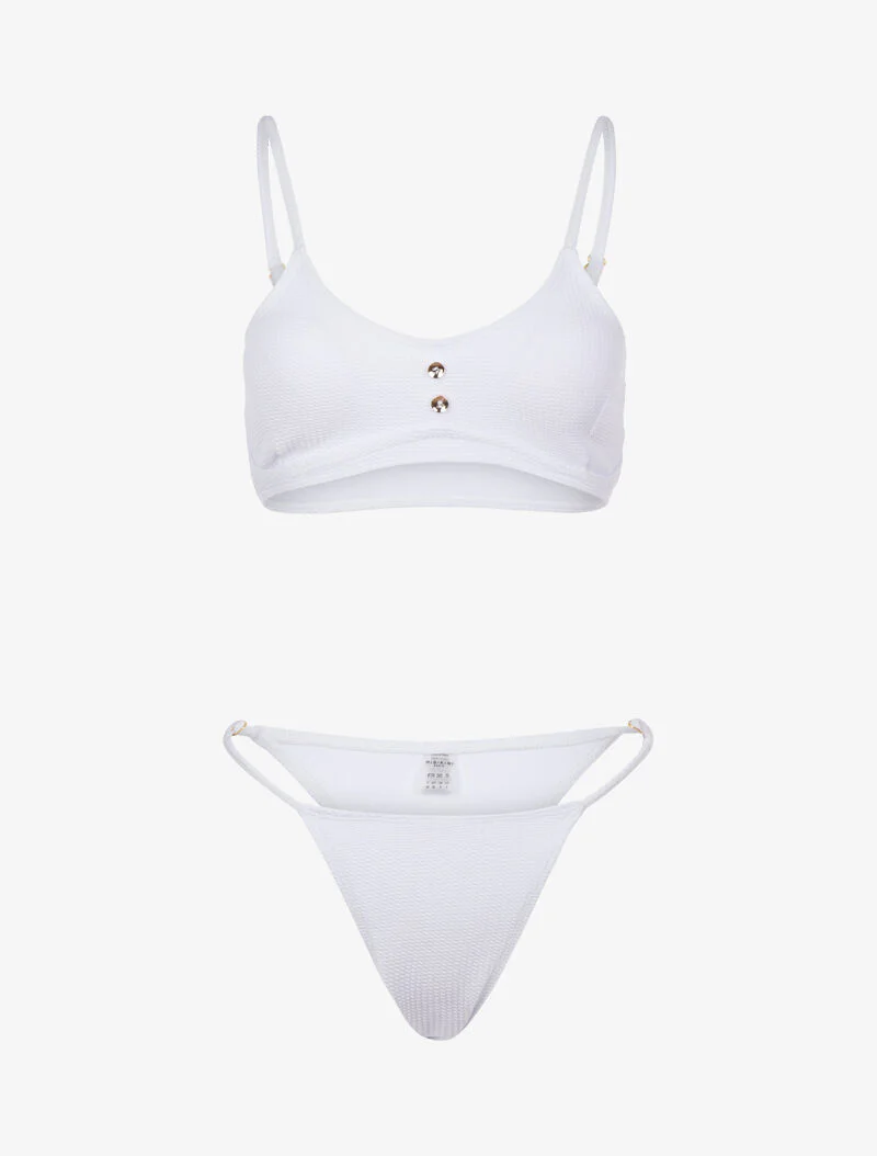 Gestructureerde bikini en tanga - wit