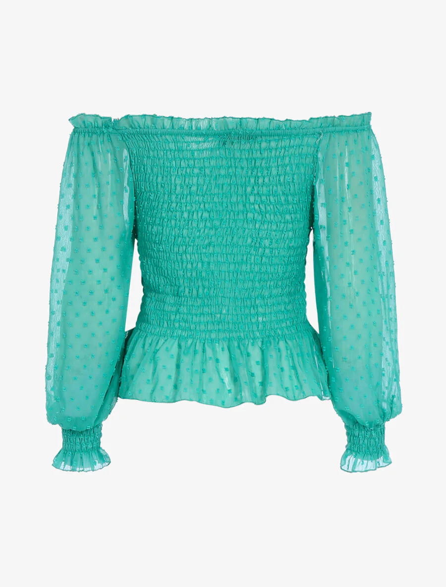 Gevlekt crop top met details - Turkoois blauw - Image 2