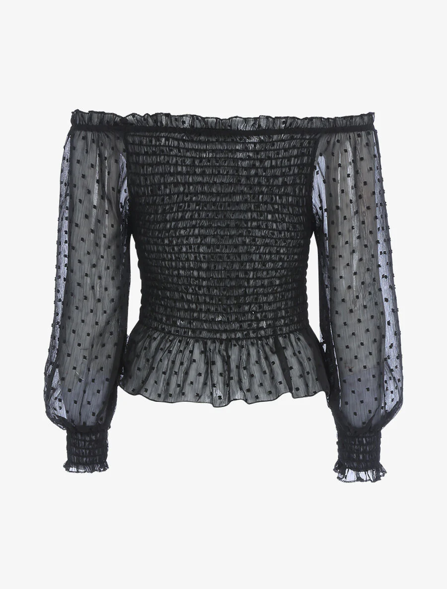 Gevlekt crop top met details - Zwart - Image 2
