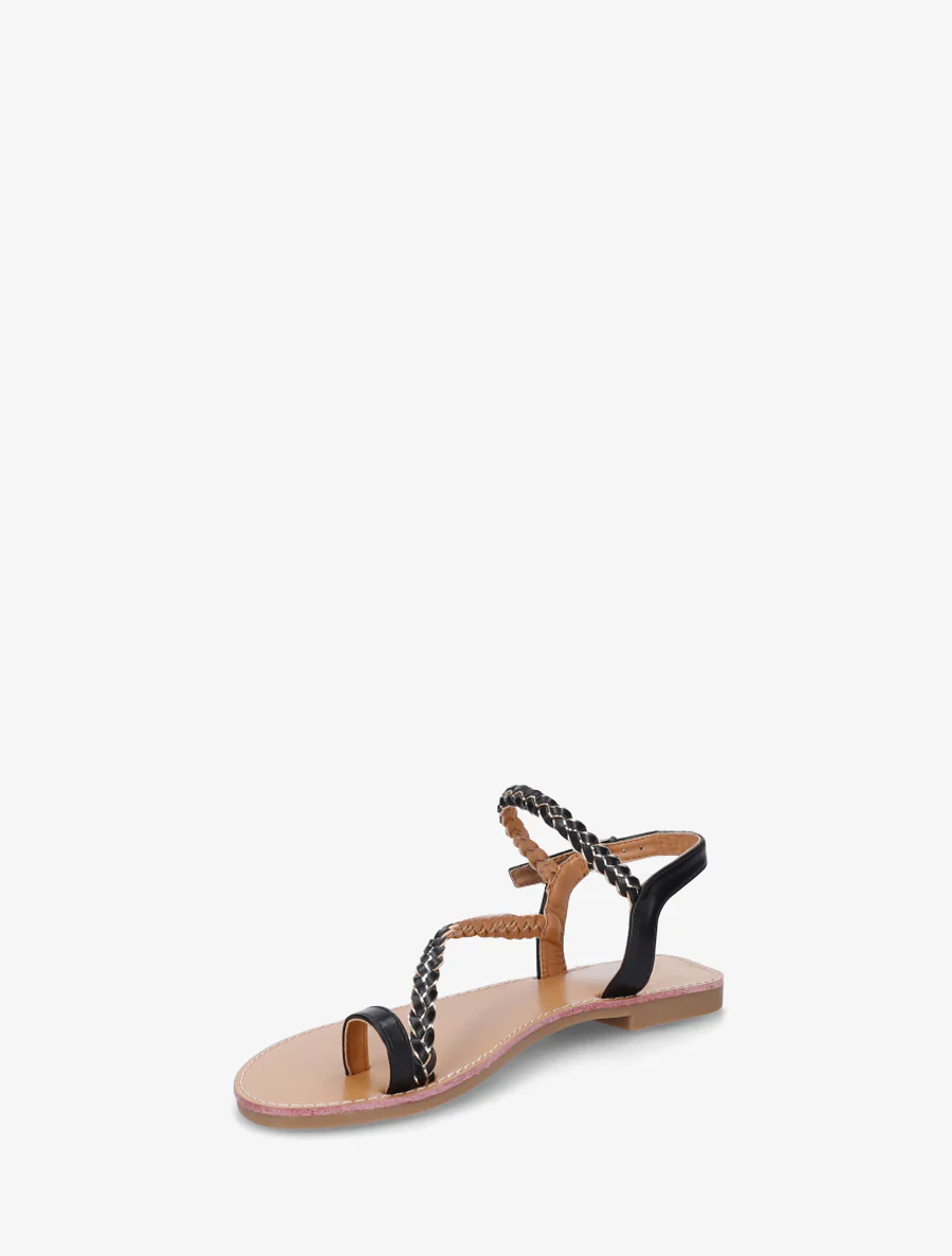 Gevlochten en glinsterende teenslippers - Zwart - Image 3