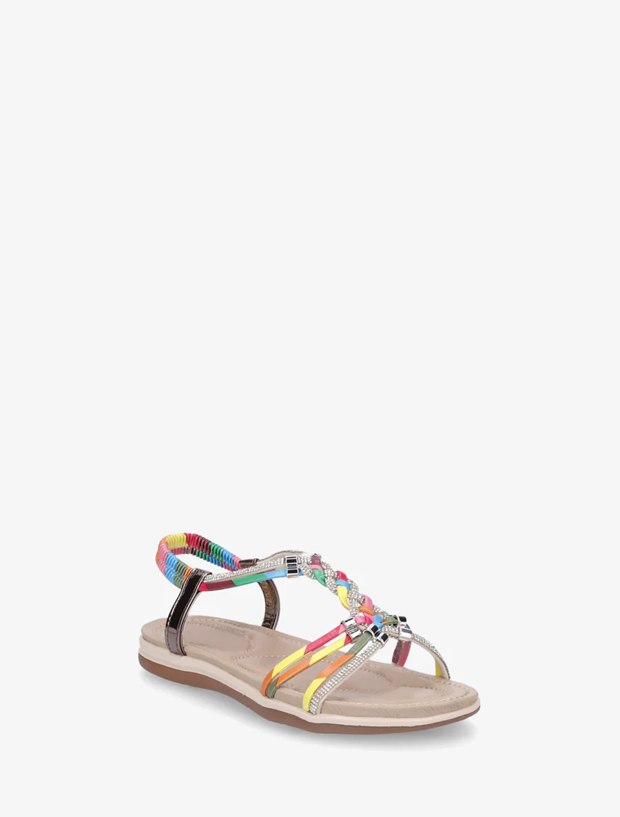Gevlochten en met stras versierde sandalen. - Roos - Image 2