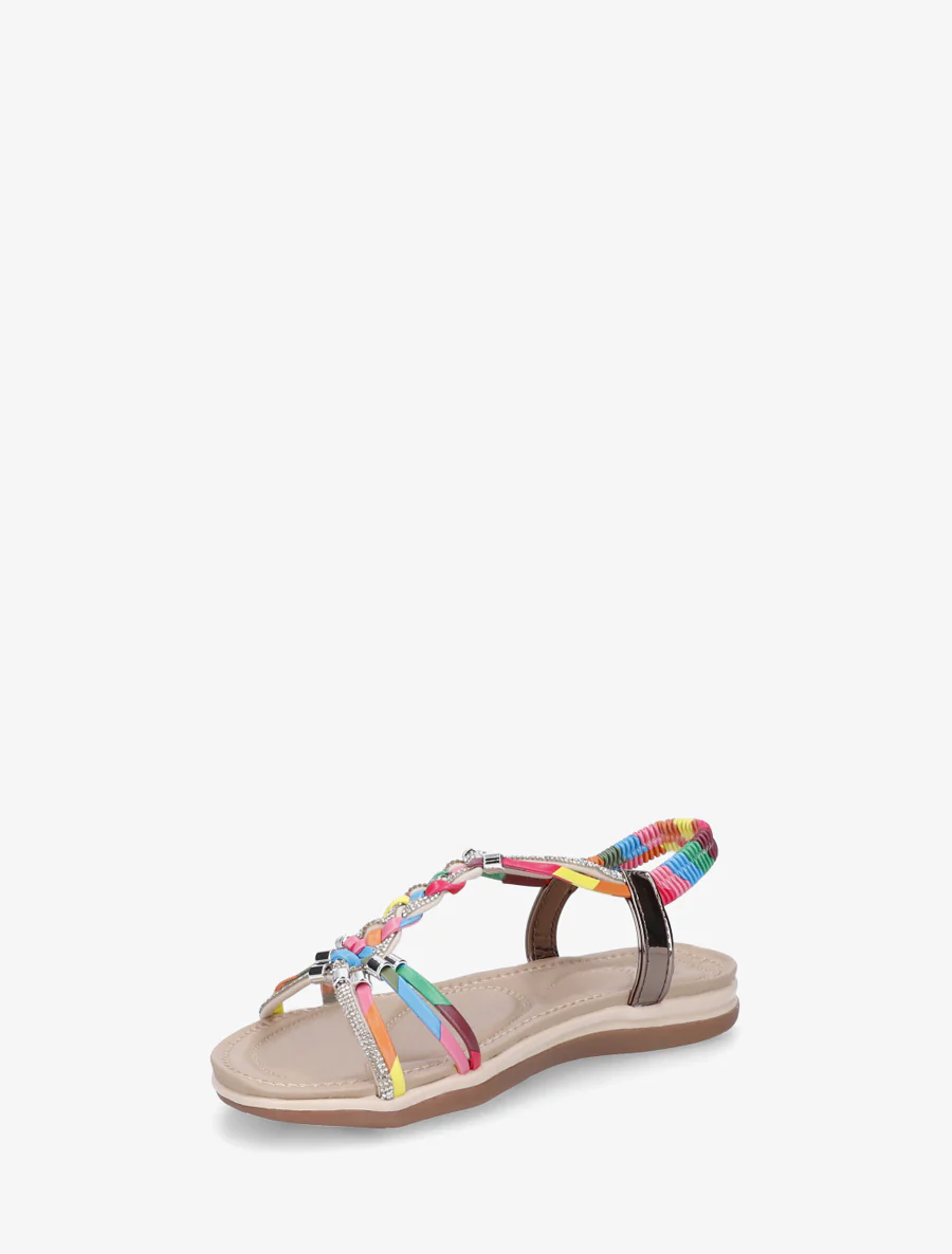 Gevlochten en met stras versierde sandalen. - Roos - Image 3