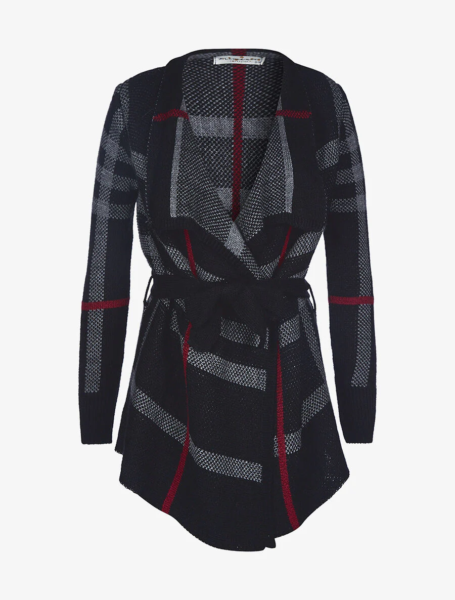 Gilet met ceintuur met motieven - Zwart
