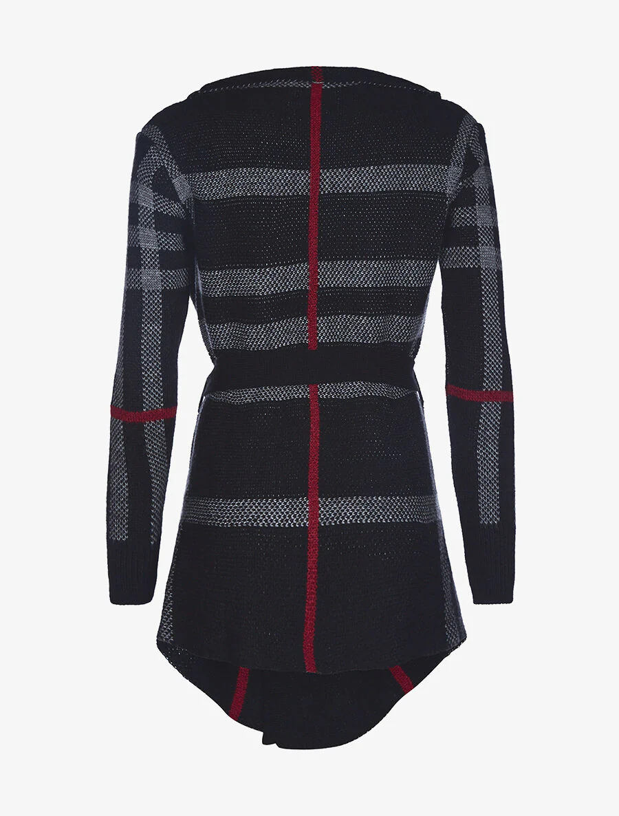 Gilet met ceintuur met motieven - Zwart - Image 2